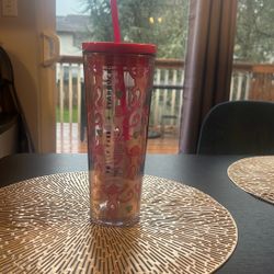 Starbucks x Roller Rabbit Pink Monkey 24 oz Tumbler
