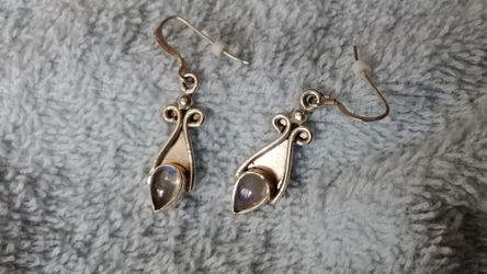 Sterling Silver and Moonstone Earrings #62