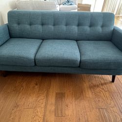 Teal 3 Seater Couch 80” Midcentury