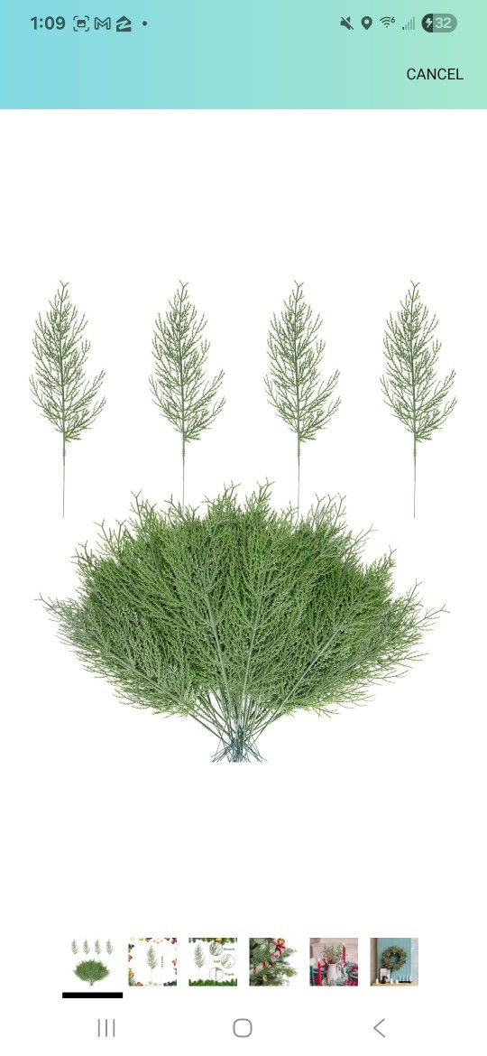 Alpurple 24 PCS Artificial Pine Branches-13.7 Inches Fake Greenery Plants Pine Sprigs-Faux Pine Leaves Picks for DIY Garland Crafts Christmas Embellis
