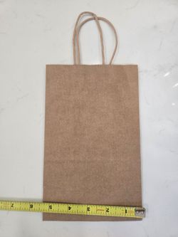 300 Pack 5.25x3.25x8.5 Inch Plain Small Brown Kraft Paper Gift Bags with Handles Bulk