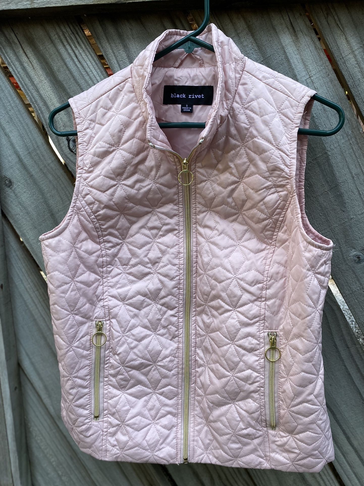 Star Quilted Pattern Vest - Gold Zippers- Women’s Size S