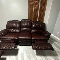 Recliner Leather Sofa Set