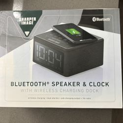 Sharper Image Bluetooth Speaker , Clock & Wireless Charging Dock