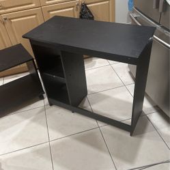 Black Wooden Desk And Stand Bundle
