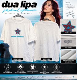 Dua Lipa Radical Optimism Star T-Shirt White 100% Cotton Graphic Tee