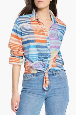 NIC+ZOE - Sunset Stripe Cotton Button-Up Shirt (XS)