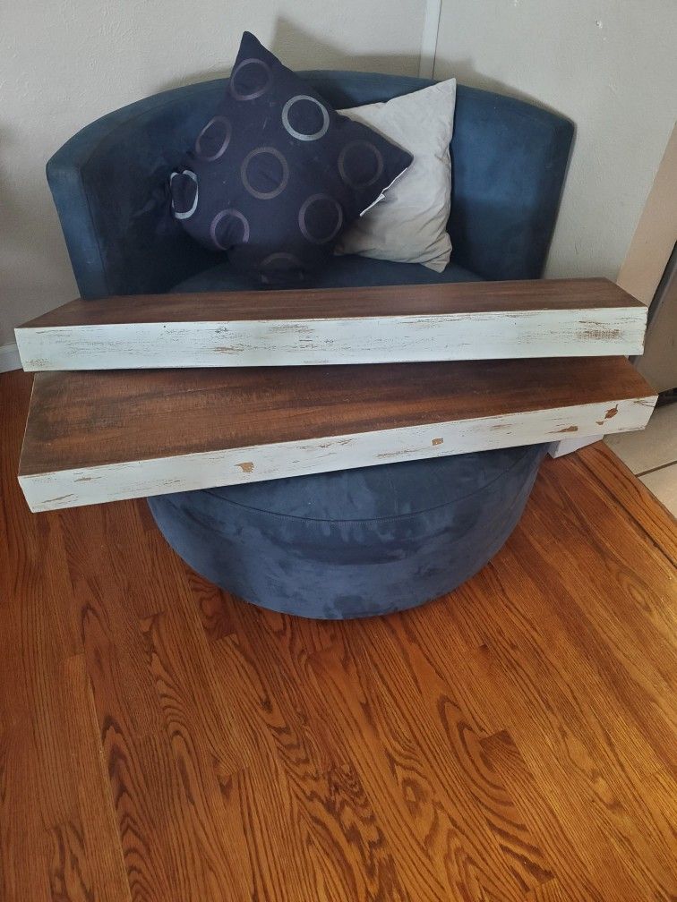 Floating Shelves, Rustic White And Brown