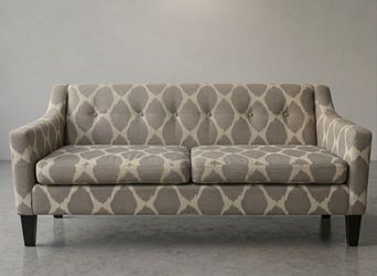 WestElm Tufted Two-Seat Sofa with Ikat Print