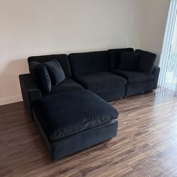 NEW Black Velvet Cloud Couch Sectional