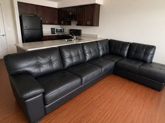 Black Leather Sectional