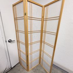 3-Panel Natural Wood Folding Shoji Style Room Divider