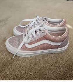 Vans Grils Vans Old Skool Glitter Skate Shoe-Orchid Powder Pink Size 2.5 Juniors 