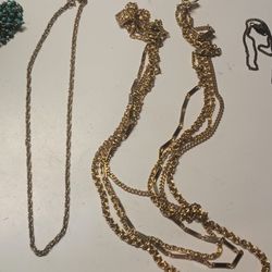 Vintage Lot Of Four Necklaces From Costume Era..
