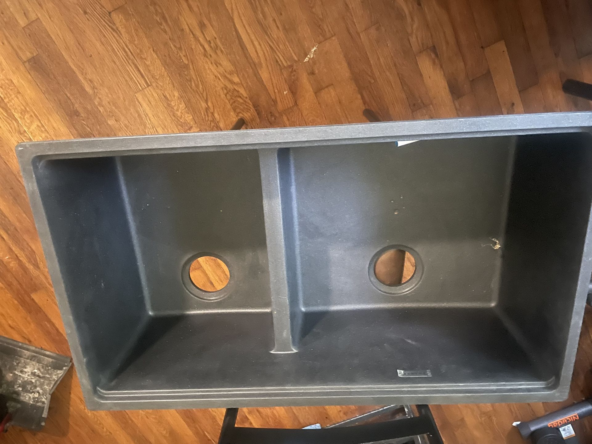 Black granite Under Mount Sink 32 By 15 Double Bowl