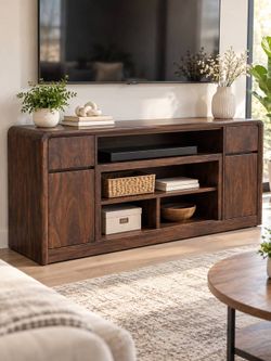 Modern 70" TV Console – Wood Entertainment Center