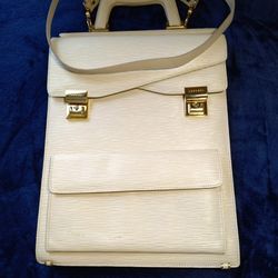 Lorenzi Genuine Calf Messenger Shoulder Unisex Hand Bag With Top Handle