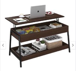 Lift Top Coffee Table with Storage Shelves and for Living Room / Office Must be assembled. NEW