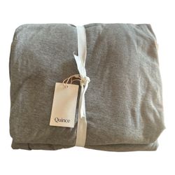 NWT Quince eSoft Gray Home Bedding - Premium Cotton Flat Sheet Cal King
