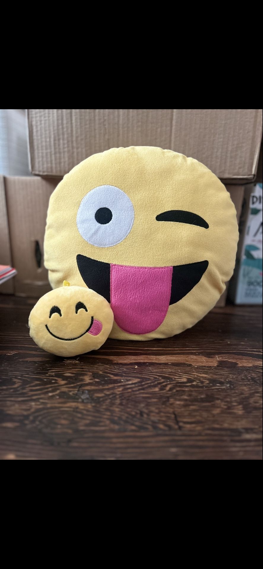 Set Of Smiley Emoji Plushy And Keychain