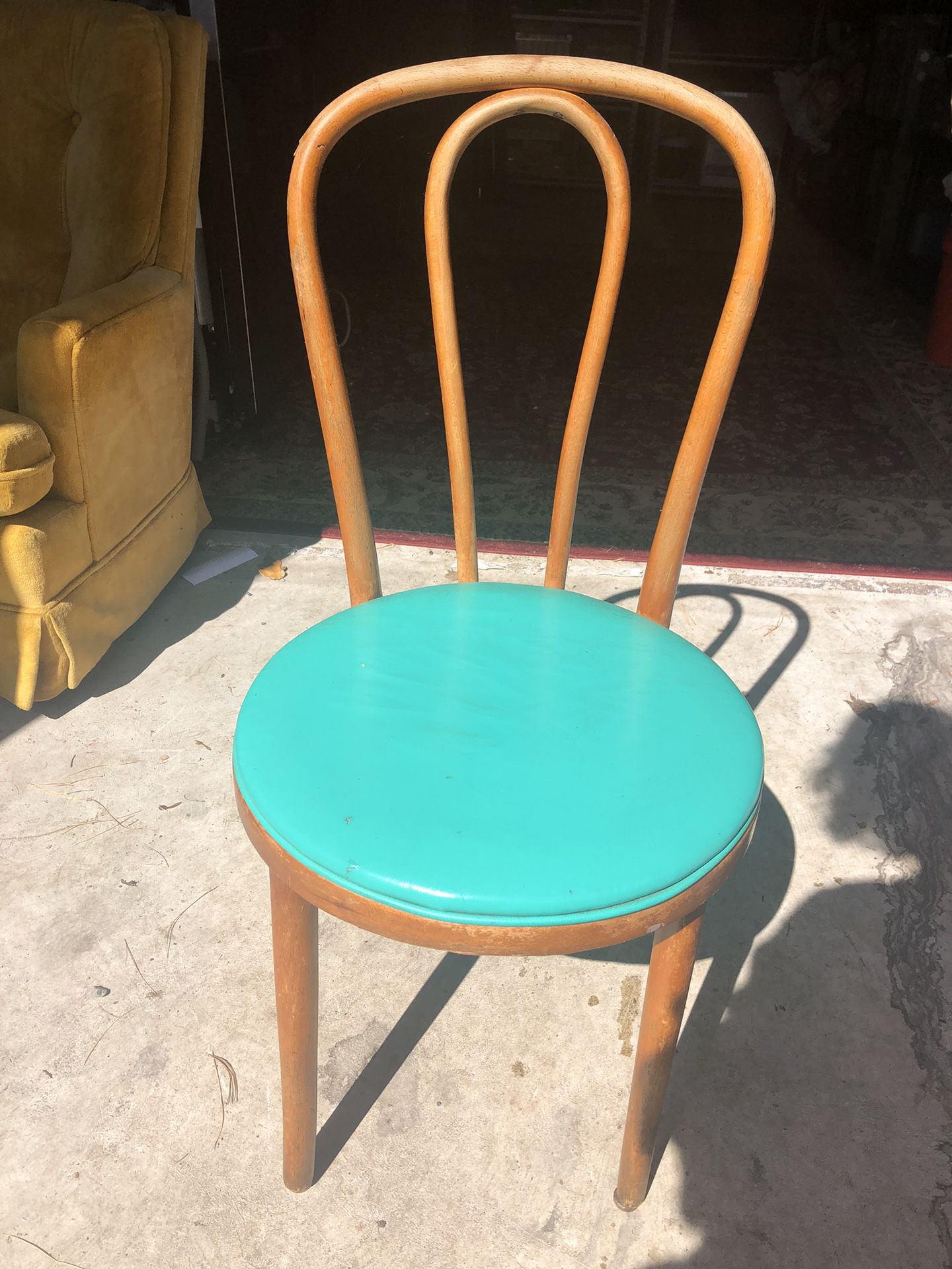 Vintage Turquoise Wood Café Chair