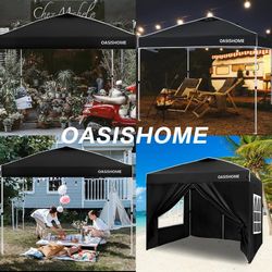 10'x10' Pop Up Canopy Tent with 4 Sidewalls, Waterproof UV Protection & Steel Frame,Black