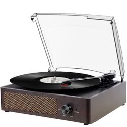Vinyl Record Player Turntable with Built-in Bluetooth Receiver & 2 Stereo Speakers, 3 Speed 3 Size Portable Retro Record Player for Entertainment and 