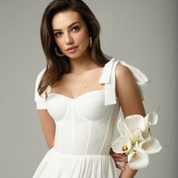 ROMILLY Midi Wedding Dress, Modern Wedding Dress, Wedding Gown, Chic Dress