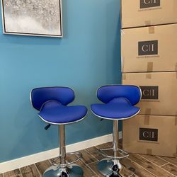 New 2 Blue Bar Stools 