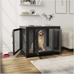 Furniture Style Dog Crate Pet Kennel With Double Doors