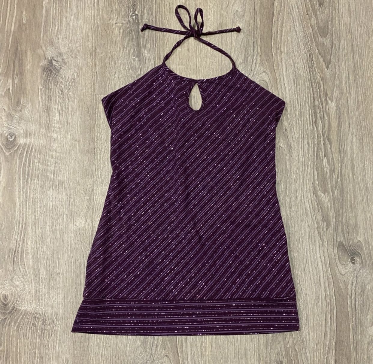 Vanity Purple Sparkle Summer Sleeveless Halter Top | Shirt