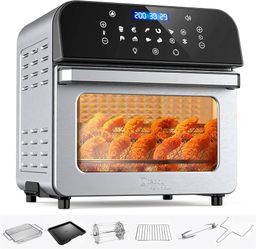 WHALL Air Fryer, 5.5QT Air Fryer Oven with LED Digital Touchscreen, 12-in-1 Cooking Functions Air fryers, Dishwasher-Safe Basket, Stainless Steel/BS