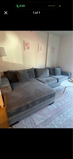 Living spaces custom made grey sofa