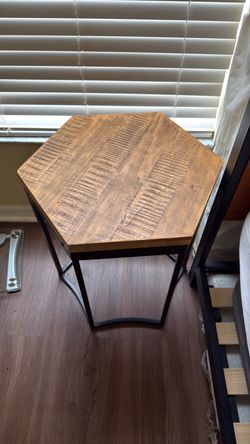 Metal and wood side table