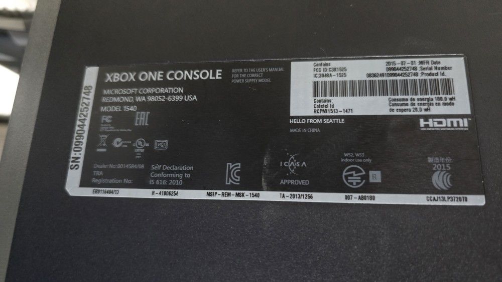Xbox One Console (Model 1540) with Controllers & Accessories