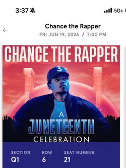 Juneteenth special ! Hollywood Bowl Chance the Rapper- $50 for four tickets June 19th