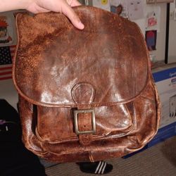 Vintage Leather Book Bag