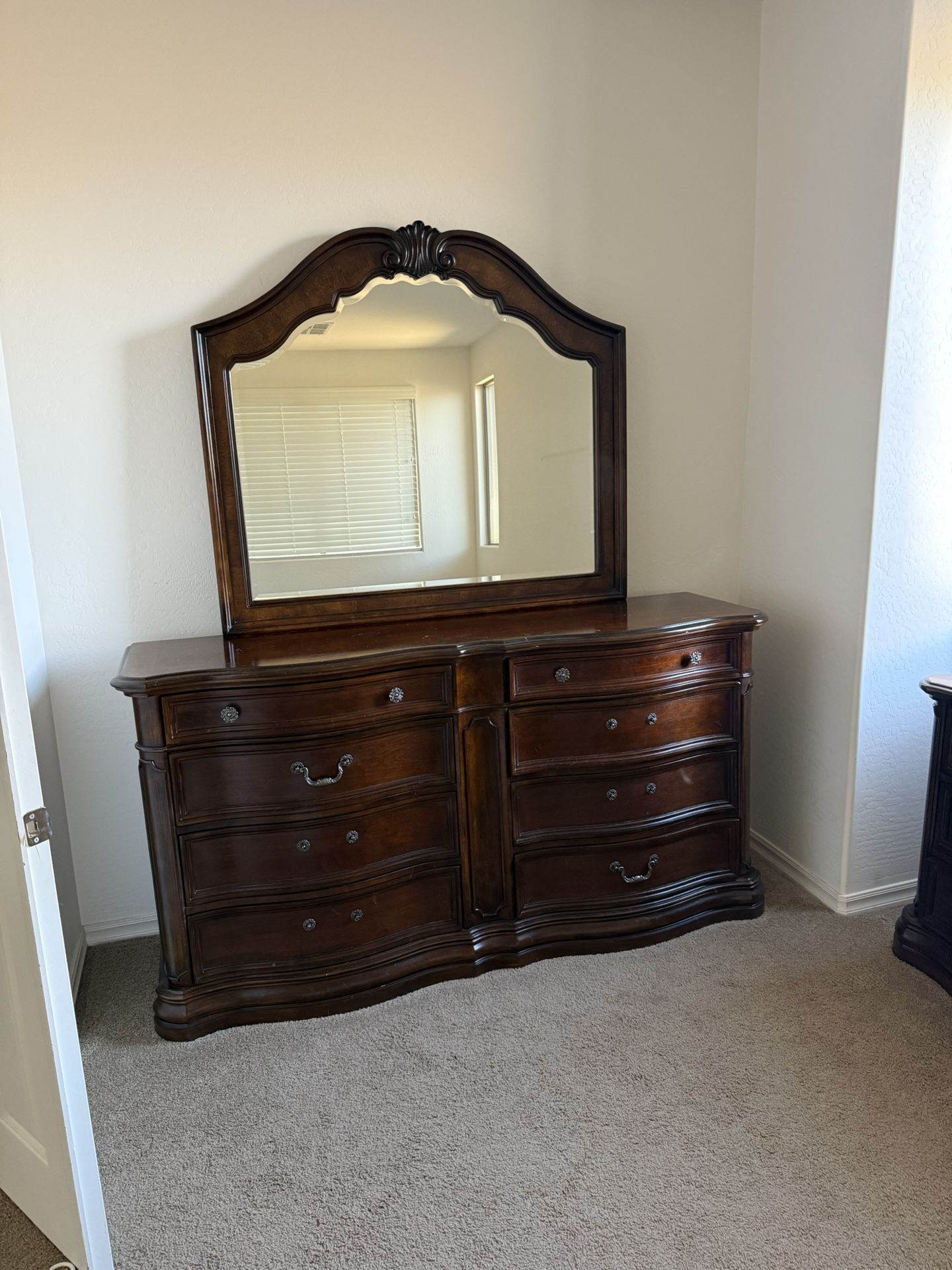 Heavy Dresser With Mirror And Side Table