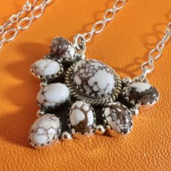 Wild Horse Stone Southwestern Sterling Silver 925 Necklace New 22”