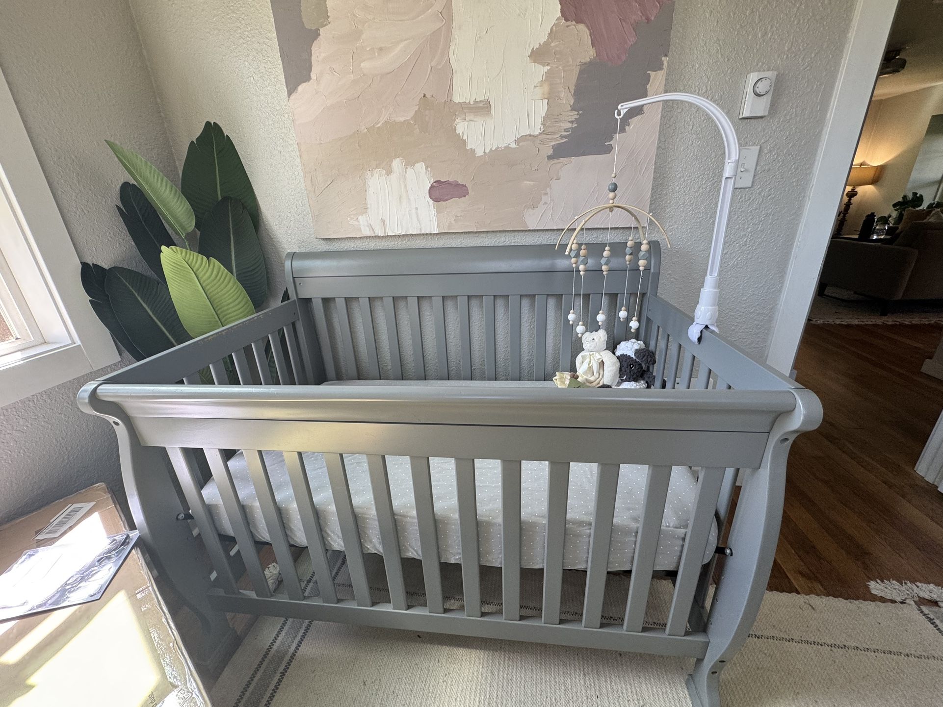 Adorable gray Convertible crib
