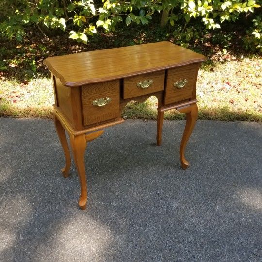 Antique Wood Console Table with 3 Drawers