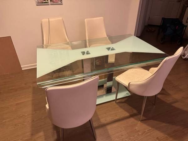 Modern Glass Dining Table – $150 Fixed Price (Chairs Free/Optional) - $150 (Irvine)