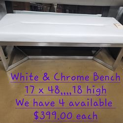 Bench Chrome w/ White Fuax leatherWe are located at 2811 East Bell road. Another Time Around Furniture.