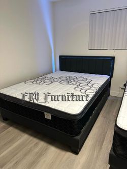 New queen bed frame with mattress