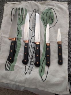 Styled Settings 14-Piece Copper Knife Set w/ Built-In Sharpener Block