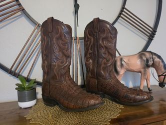 Vintage Tony Lama Men's Caiman Belly Cowboy Boots 8.5 EE Made in USA - Excellent Condition