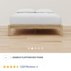 Nectar Bamboo Platform Bed Frame - King - Natural- Floating Center Support Legs - 12” Height - Easy Tool Free Set Up - Contemporary and Durable - Stur