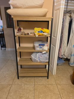 Wood metal 5 tier shelf
