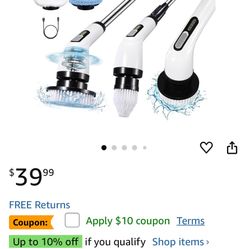 Electric Spin Scrubber,Cordless Cleaning Brush,Shower Cleaning Brush with 7 Replaceable Brush Heads, Power Scrubber 2 Adjustable Speeds,Detachable Lon