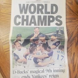 World Champs Diamondbacks The Arizona Republic Monday November 5th 2001 Full Color Paper